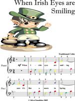 When Irish Eyes Are Smiling Easy Piano Sheet Music with Colored Notes