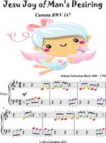 Jesu Joy of Man's Desiring Beginner Piano Sheet Music with Colored Notation