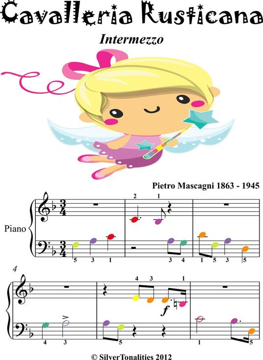 Cavalleria Rusticana Beginner Piano Sheet Music with Colored Notes - Pietro Mascagni - ebook