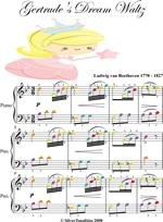 Gertrude's Dream Waltz Easy Piano Sheet Music with Colored Notes