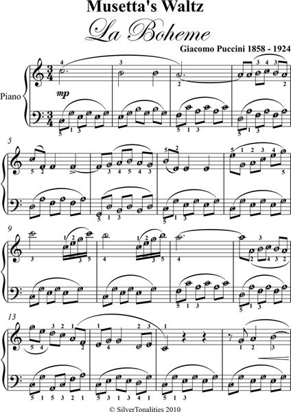 Musetta's Waltz La Boheme Easy Piano Sheet Music - Giocomo Puccini - ebook