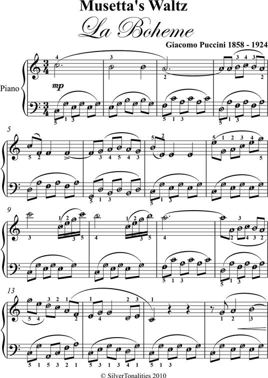 Musetta's Waltz La Boheme Easy Piano Sheet Music - Giocomo Puccini - ebook