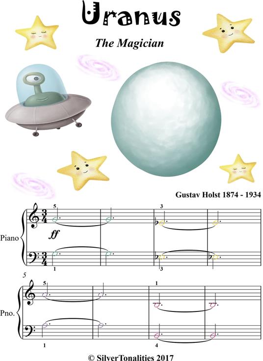 Uranus the Magician Easy Piano Sheet Music with Colored Notes - Gustav Holst - ebook