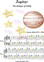Jupiter the Bringer of Jollity Easy Piano Sheet Music with Colored Notes