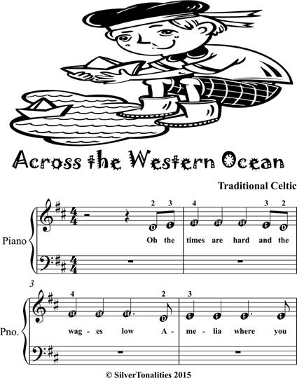 Across the Western Ocean Beginner Piano Sheet Music - Traditional Celtic - ebook