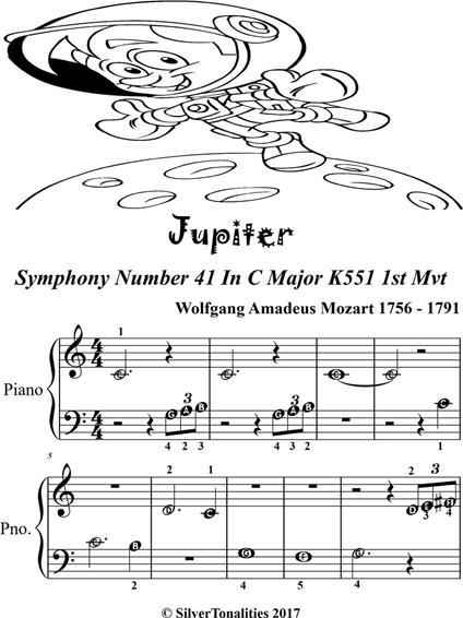 Jupiter K551 First Movement Beginner Piano Sheet Music - Wolfgang Amadeus Mozart - ebook