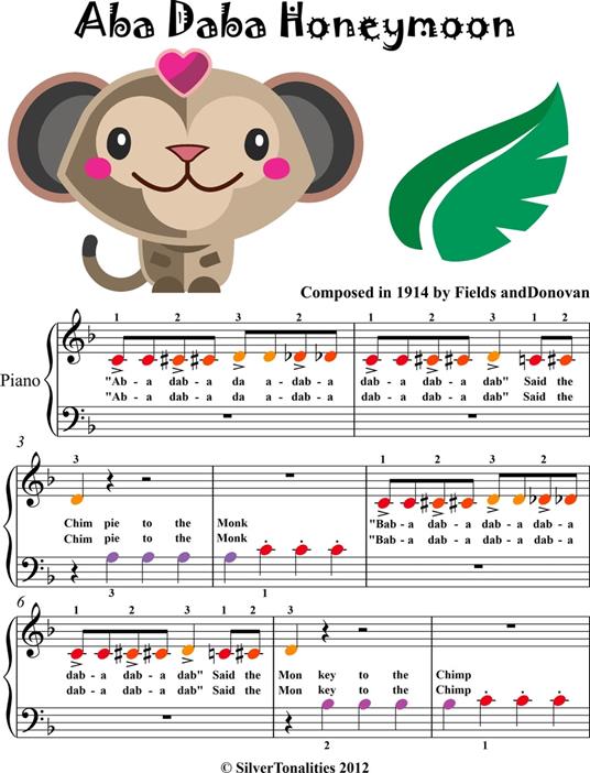 Aba Daba Honeymoon Beginner Piano with Colored Notes - Fields and Donovan - ebook