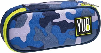 Bustina Astuccio Round Plus Yub Daydenim, azzurro-grigio con bordo verde - 21 x 8 x 8 cm