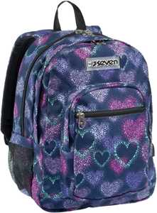 Cartoleria Zaino scuola Freethink Seven Girl - Viola, rosa fantasia cuori 33 x 44 x 20 cm Seven