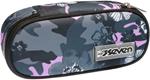 Astuccio bustina Round Plus Seven Freethink Girl - Grigio, rosa fantasia fiori 23 x 10 x 5,5 cm