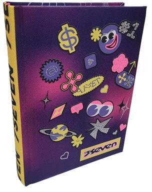 Diario standard Tessuto 12 mesi, 2024-25, Seven Cartotecnica Girl Seven, viola-nero stickers