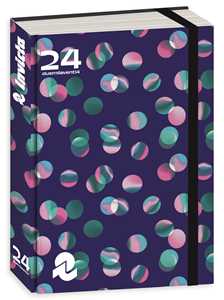 Cartoleria Diario 16 mesi, 2024-25, Invicta, blu paillettes iridescenti rosa-verde Invicta