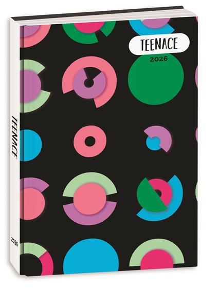 Diario Pocket 12 mesi 2025-26, R Teenace Diari, 11,5 x 19,5 cm - Nero, dischi
