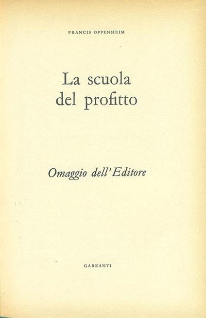 La Scuola del profitto - Francis Oppenheim - copertina