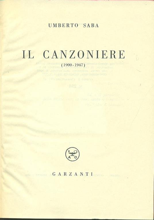 Il Canzoniere - Umberto Saba - copertina