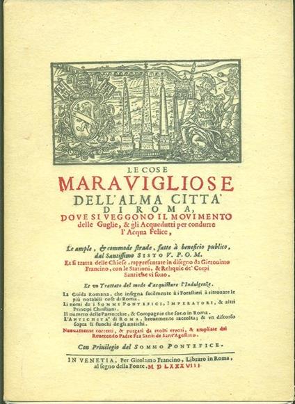 Le Cose maravigliose dell'alma città di Roma - copertina