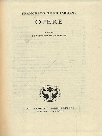 Francesco Guicciardini. Opere. Vol.30 - copertina