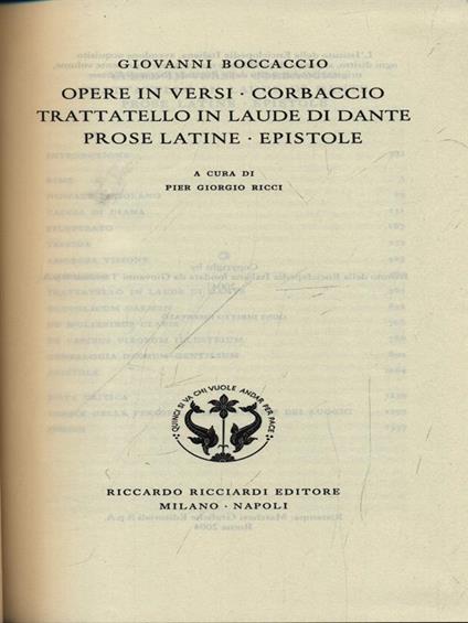 Giovanni Boccaccio. Opere in versi. Vol. 9 - copertina