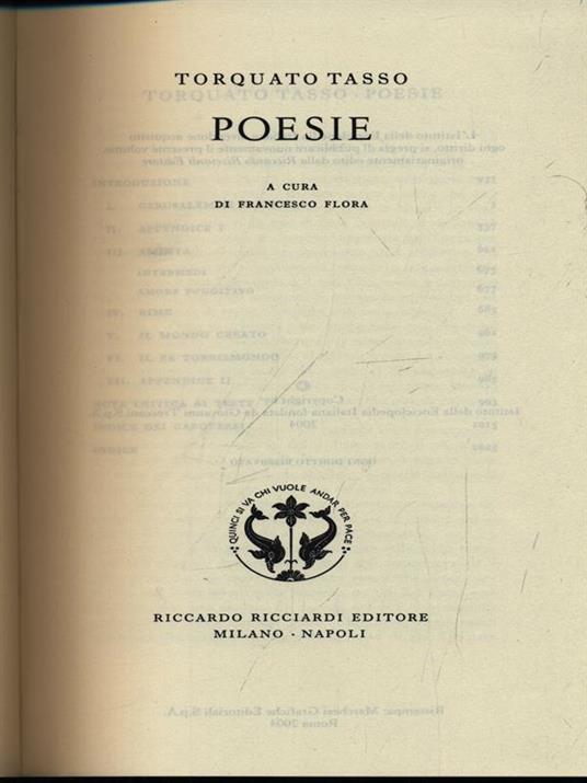 Torquato Tasso. Poesie. Vol. 21 - copertina