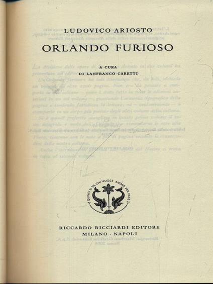 Ludovico Ariosto. Orlando Furioso. Vol. 19 - copertina