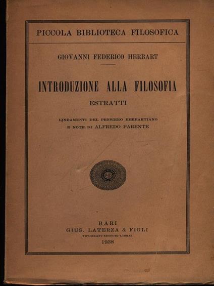 Introduzione Alla Filosofia Estratti - Giovanni Federico Herbart - copertina