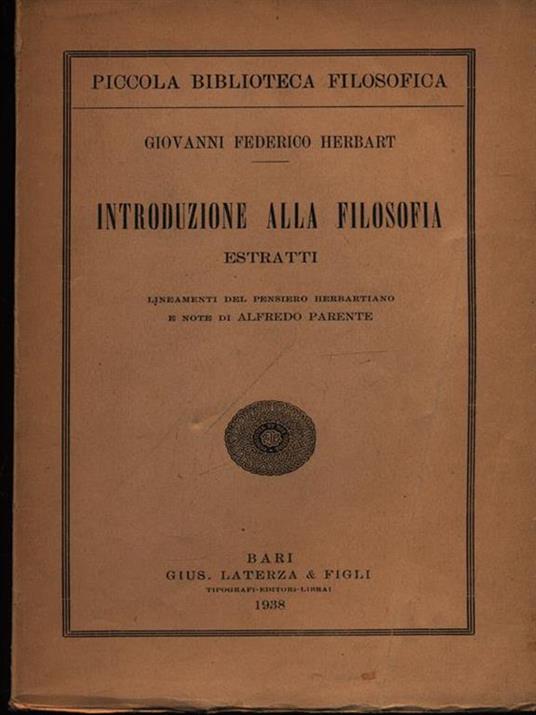 Introduzione Alla Filosofia Estratti - Giovanni Federico Herbart - copertina