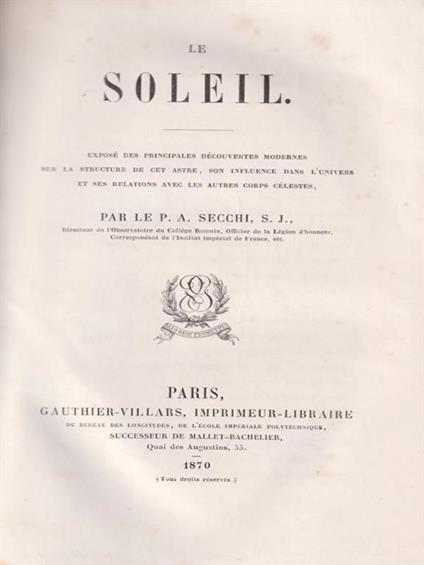 Le Soleil - Angelo Secchi - copertina