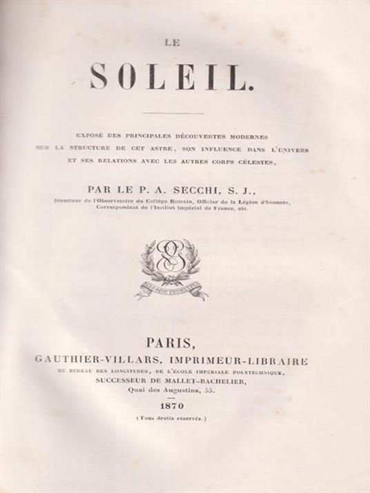 Le Soleil - Angelo Secchi - copertina