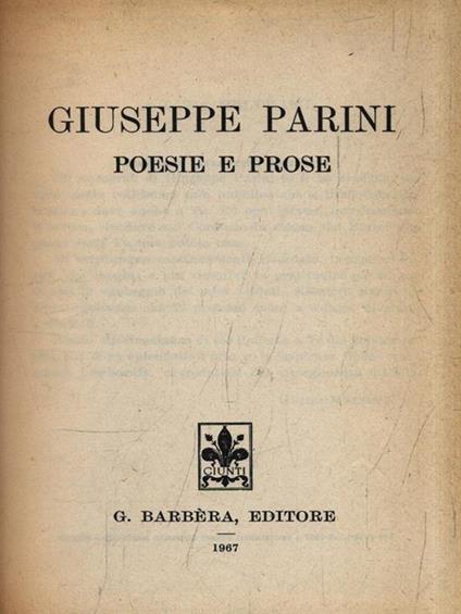 Poesie e prose - Giuseppe Parini - copertina