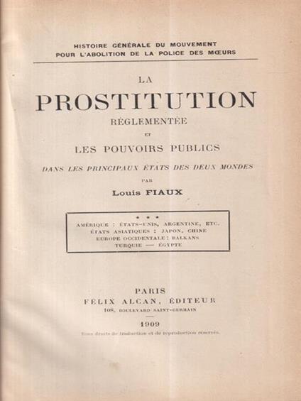 La prostitution reglementee et les pouvoirs publics - copertina