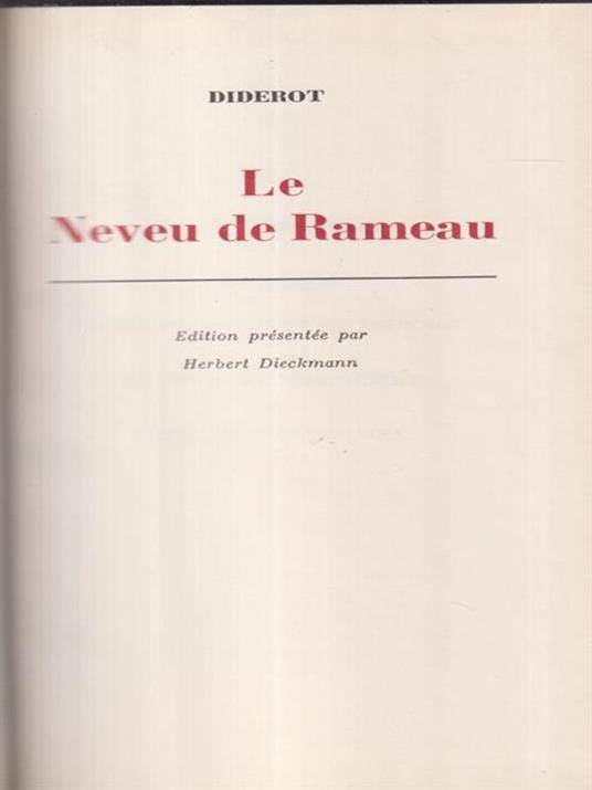 Le neveu de Rameau - Denis Diderot - copertina