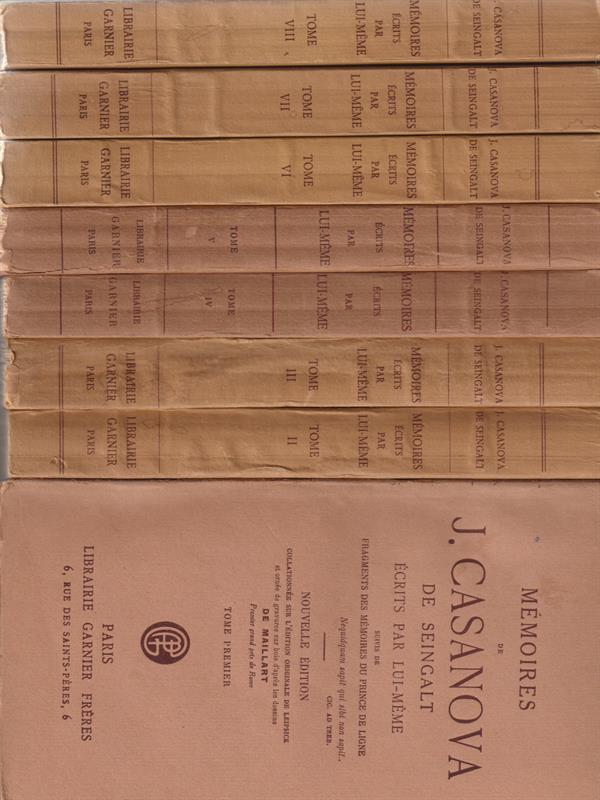 Memoires de Casanova de seingalt 8 tomes