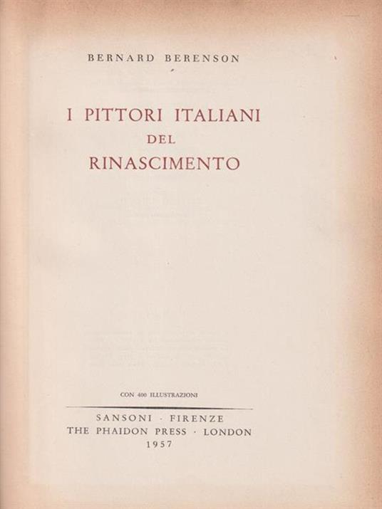 I Pittori italiani del Rinascimento - Bernard Berenson - copertina