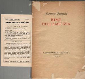Rime dell'amicizia - Francesco Pastonchi - copertina