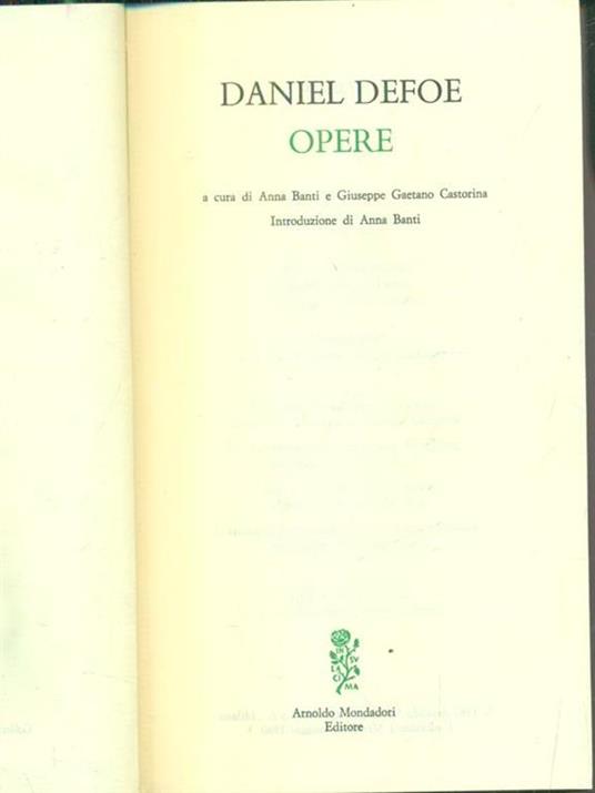 Defoe. Opere - Daniel Defoe - copertina