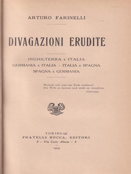 Divagazioni Erudite - Arturo Farinelli - copertina