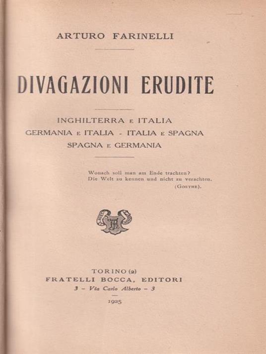 Divagazioni Erudite - Arturo Farinelli - copertina