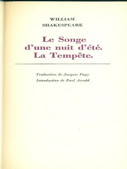 Le sogne d'une nuit d'ete. La tempete - William Shakespeare - copertina