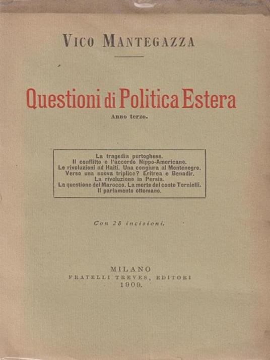 Questioni di politica estera. Anno terzo - Vico Mantegazza - copertina