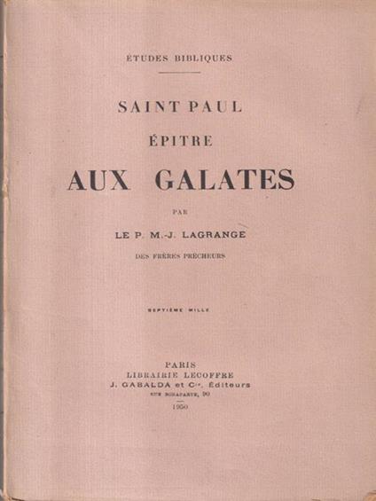 Saint Paul epitre aux galates - Marie-Joseph Lagrange - copertina