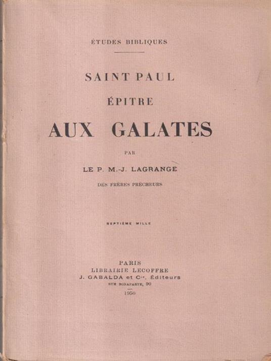 Saint Paul epitre aux galates - Marie-Joseph Lagrange - copertina