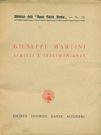 Scritti e testimonianze - copertina