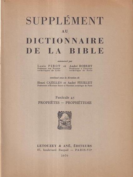 Supplement au dictionnaire de la Bible fascicule 45 - copertina