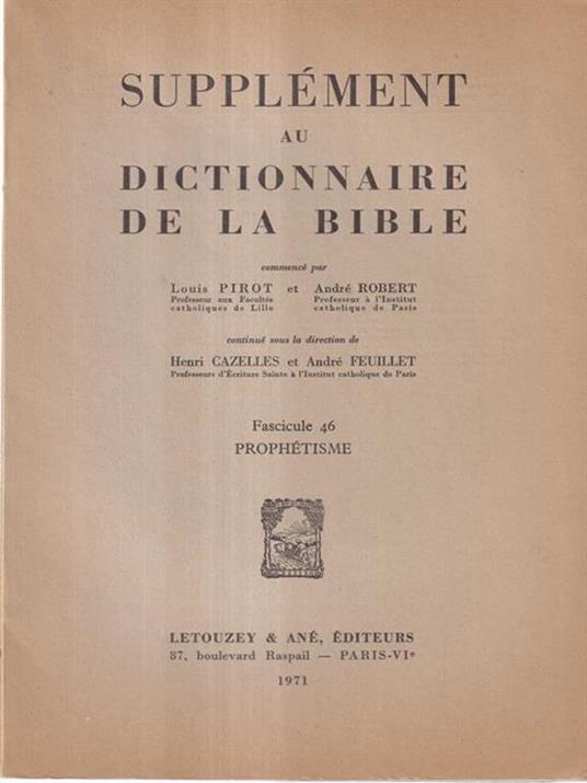 Supplement au dictionnaire de la Bible fascicule 46 - copertina