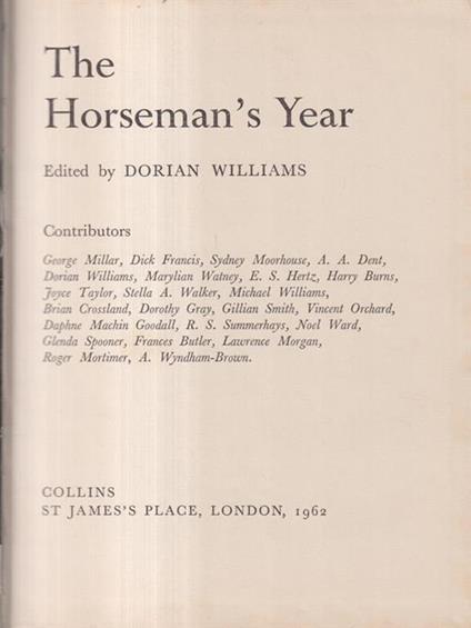 The Horseman's Year. 1962 - Dorian Williams - copertina