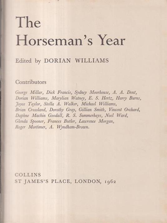 The Horseman's Year. 1962 - Dorian Williams - copertina