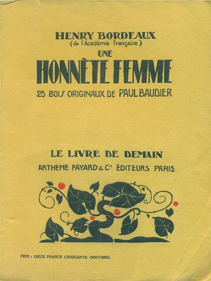 Une honnete femme - Henry Bordeaux - copertina