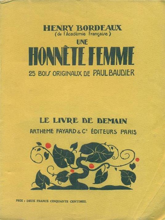 Une honnete femme - Henry Bordeaux - copertina
