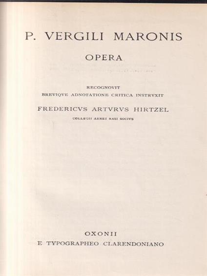 Vergili Maronis opera - Fredericus Arturus Hirtzel - copertina