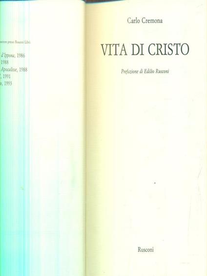 Vita di Cristo - Carlo Cremona - copertina